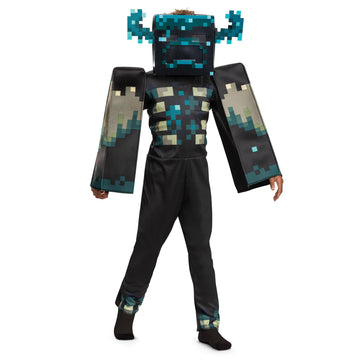 Disguise Minecraft Warden Costume, Official Deluxe Minecraft Costume For Kids With Headpiece And Jumpsuit, Child Size (10-12)