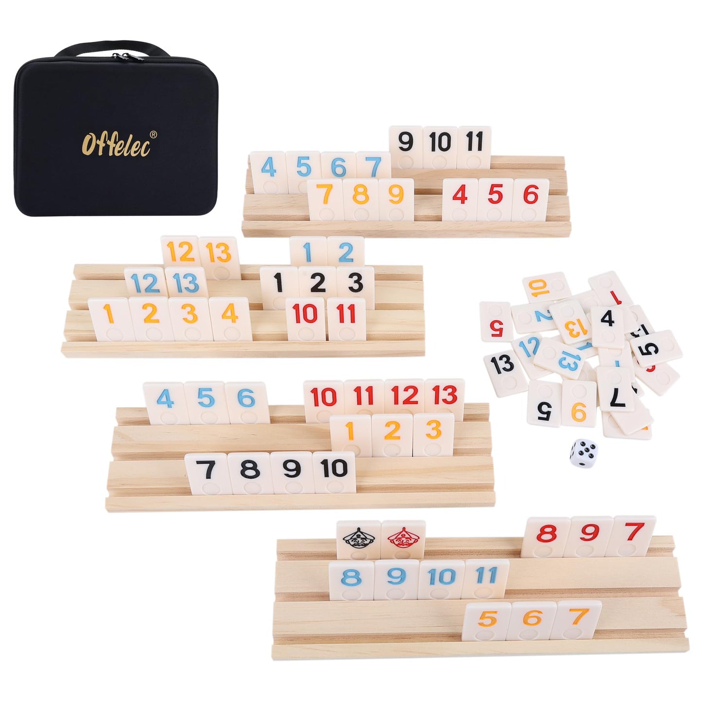 Offelec Large Numbers Rummy Tiles Game, Classic Rummy Cube Games, Great Gift For Kids Adults And Family Funny Party Games, 106 T
