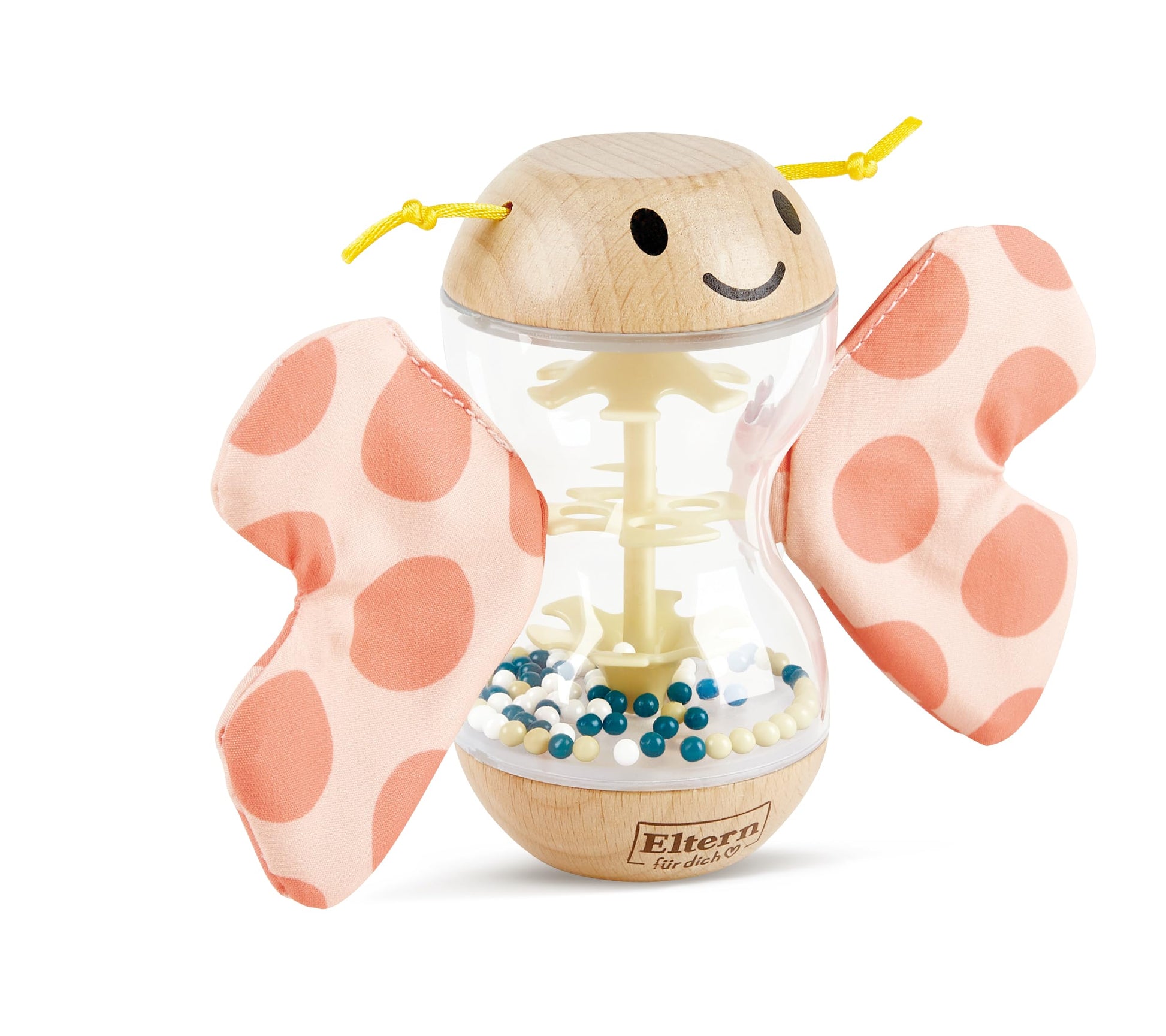 Hape Wooden Rainstick Rattle - Rosalie Wooden Rain Stick Colorful Butterfly Shape with Removable Wings - Wooden Early Learning T