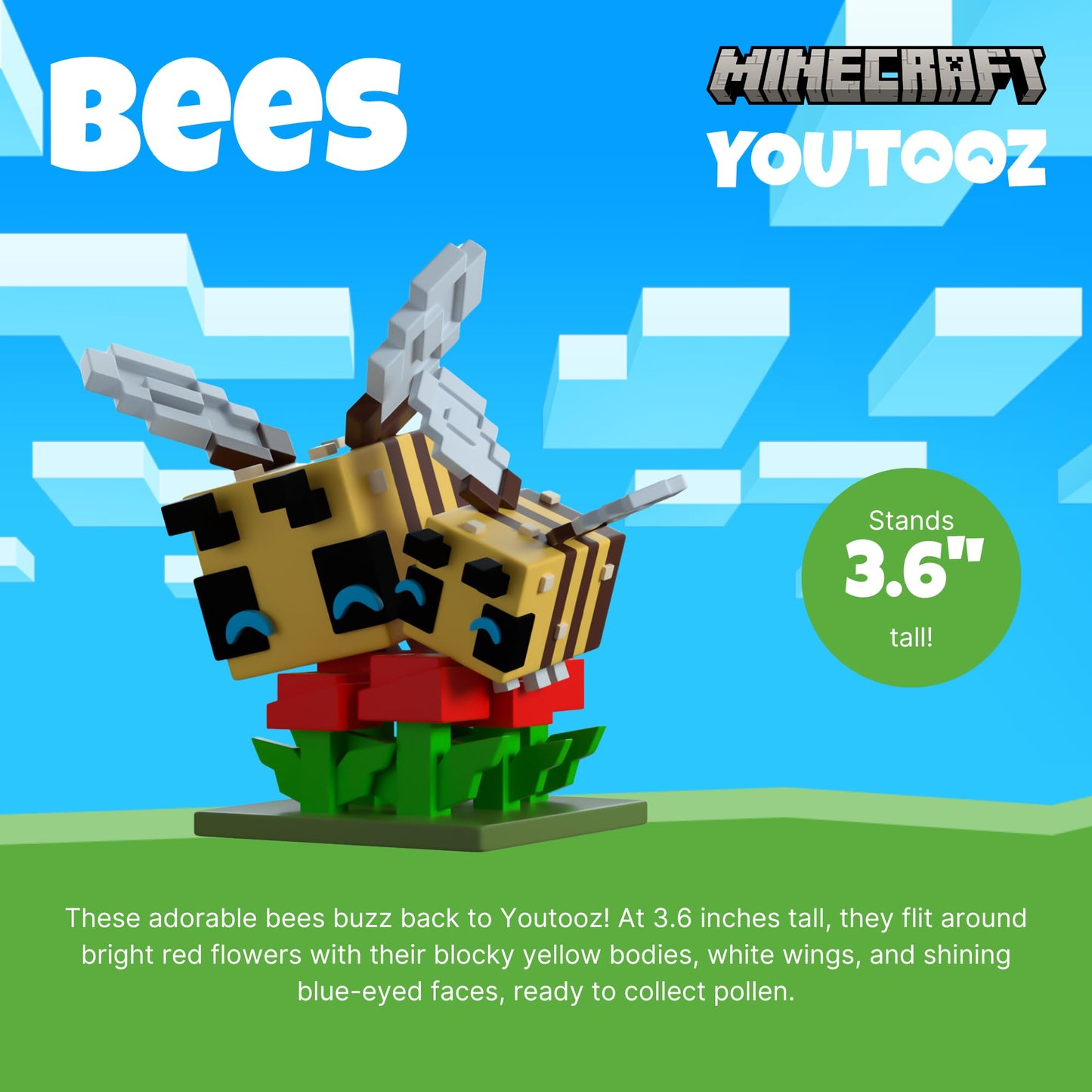 Youtooz Minecraft Bees 3.6'', Bees Vinyl Figure, Collectible Bees From Minecraft Minecraft Collection