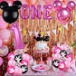 LetDec 185 Pcs Pink 1st Birthday Party Decorations Kit, Balloon Arch, Tableware, Paper, Model HTMYM1BPD328, Perfect for Girls' First Birthday