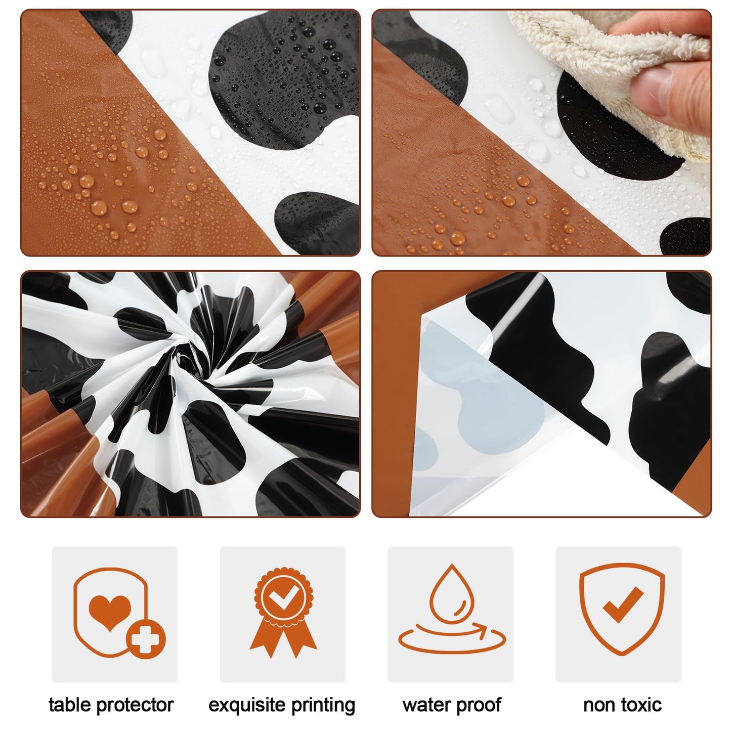 Remagr 54 x 108 Inch Cow Tablecloth for Party Western Table Cloth Cowboy Cowgirl Print Table Runner Highland My First Rodeo Toys