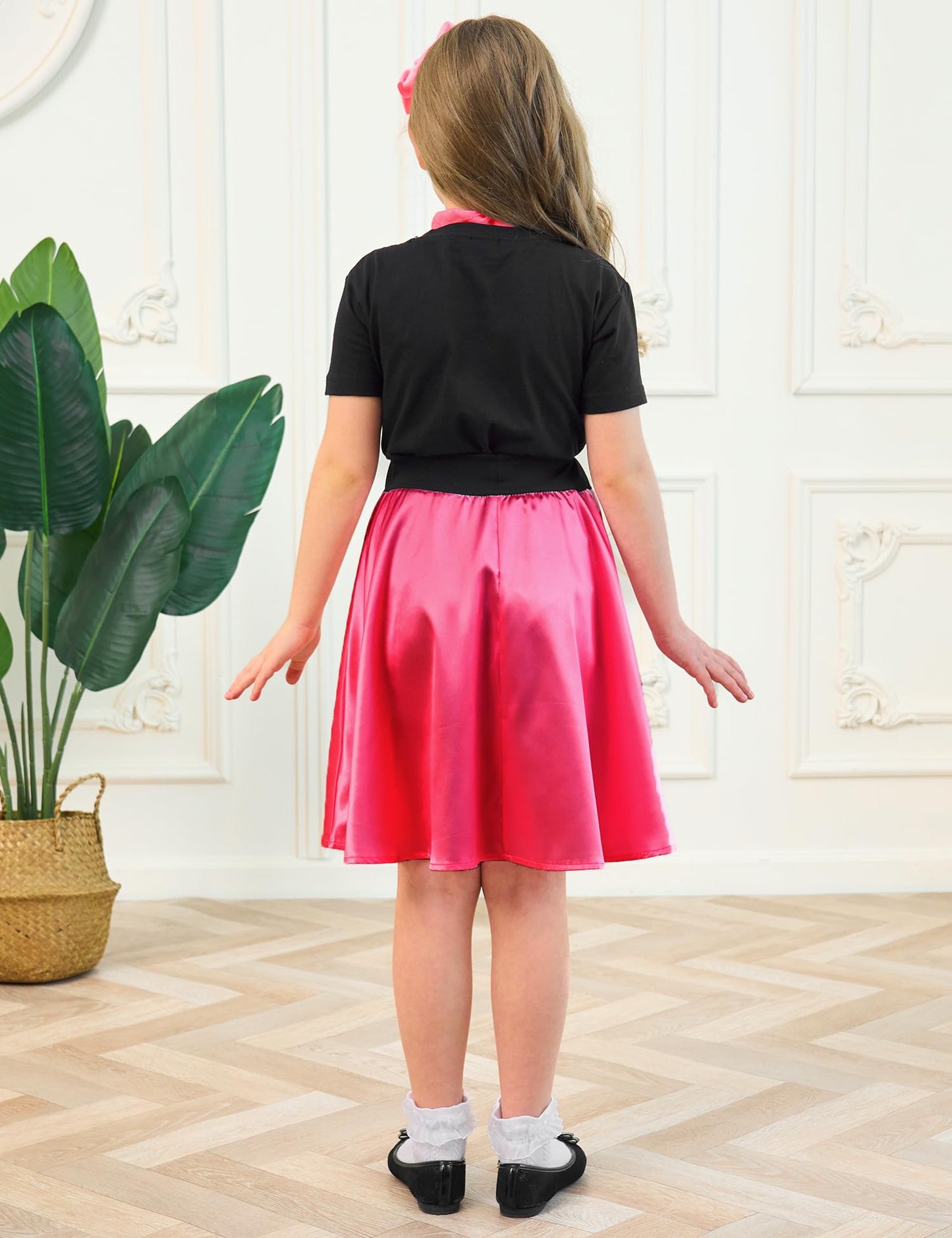 Aprroot 50S Outfit For Girls Decades Day Outfits Kids Girls Poodle Skirts 50S Costume With Headbands, Glasses, Scarves 4-6Y Hot