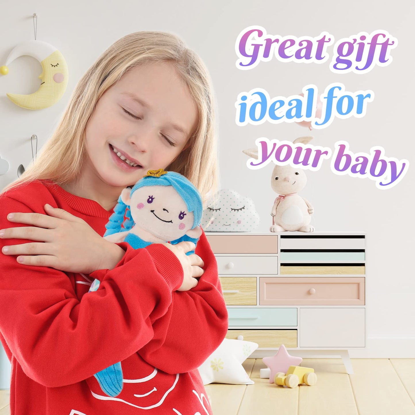 Athoinsu Blue Mermaid Stuffed Animal Soft Cute Mermaid Princess Plush Doll Toy Birthday Valentine'S Day Gifts Decors For Girls Kids Toddlers, 12''