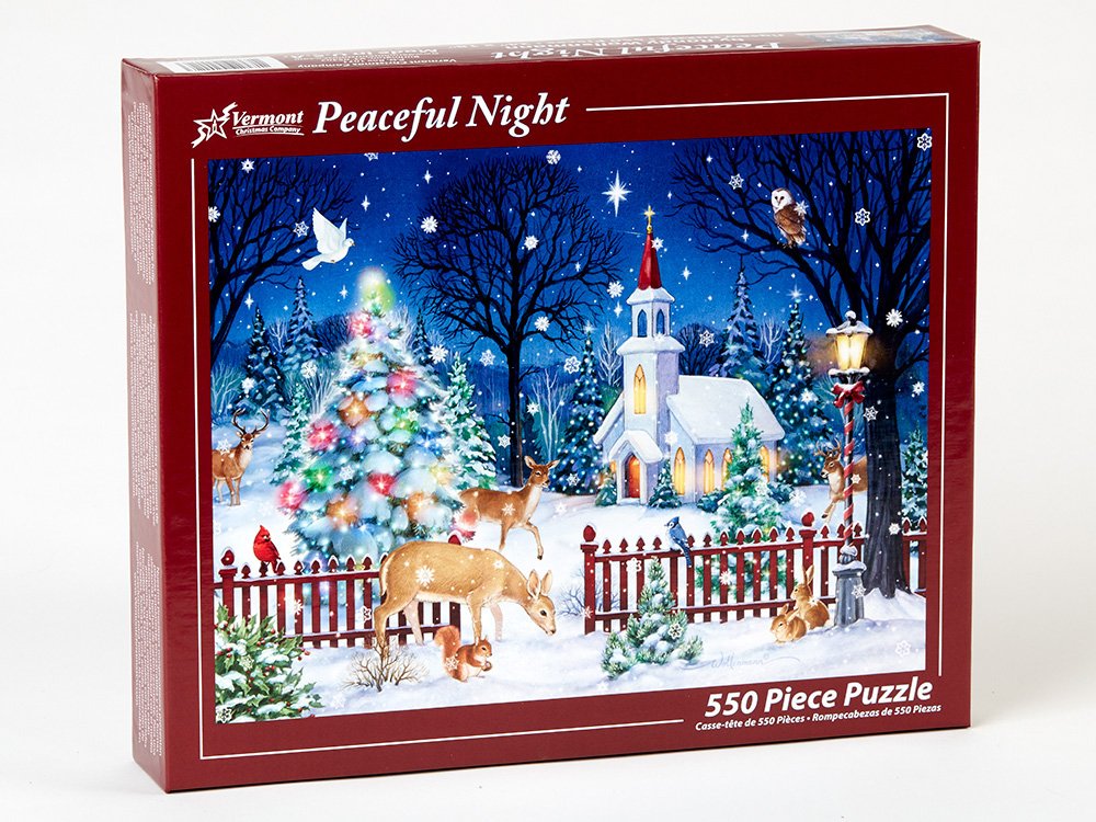 Vermont Christmas Company 550 Piece Jigsaw Puzzle - Peaceful Night, Berry Paperboard, Model VC1041