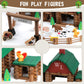 Wondertoys Wooden Log Set - 164 Pcs Large Brown/Green Building Logs for Ages 3+ - Creative Educational Gift