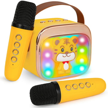Karaoke Machine For Kids, Portable Mini Karaoke Machine With 2 Wireless Microphones, 4 5 6 7 8 9 10 Years Old Girl Boy Easter Ch