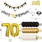 Jobkoo 70Th Birthday Decorations Men, Black Gold 70Th Birthday Party Decoration Women Golden Black 70Th Birthday Balloons 70Th C