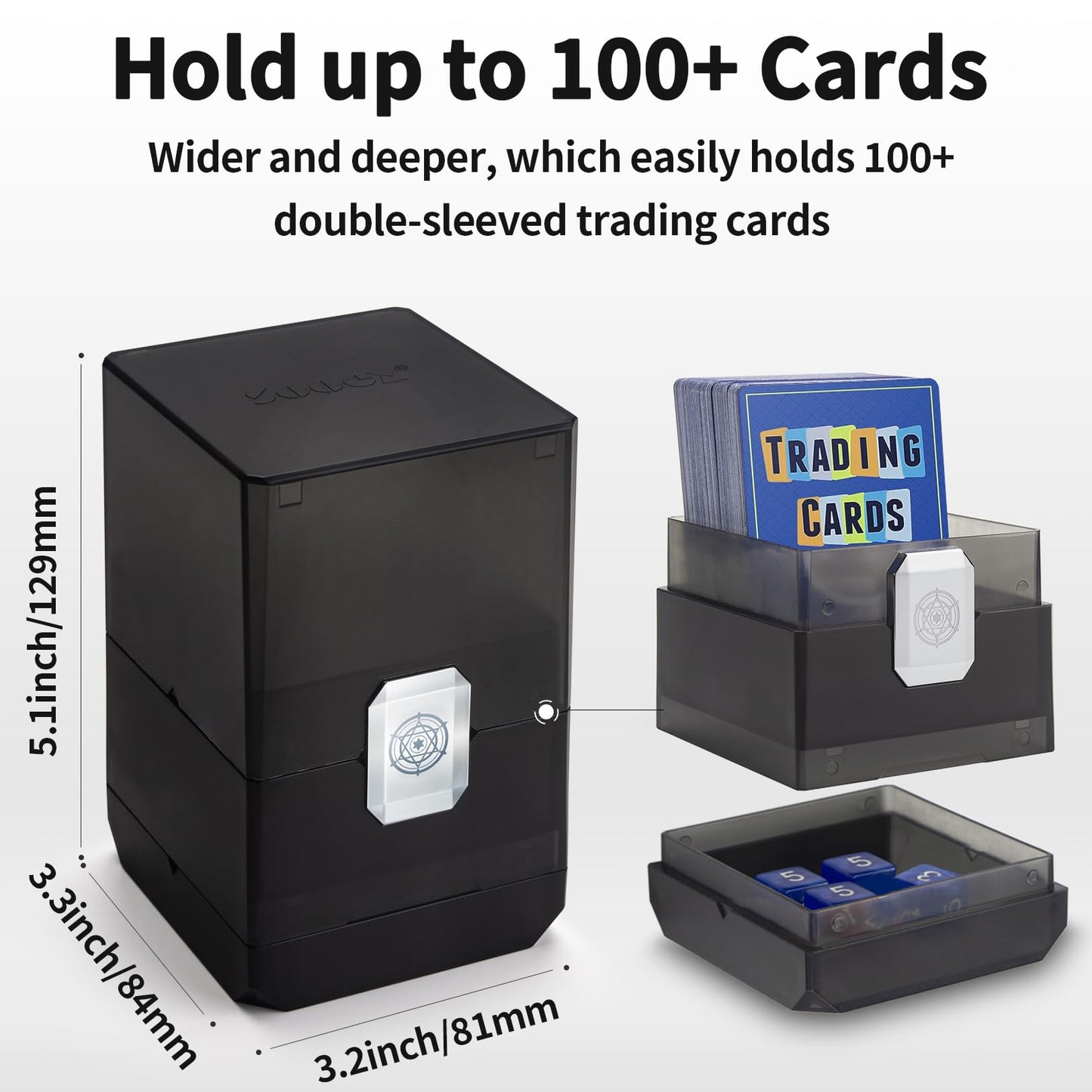Sooez Deck Card Box for MTG with Dice Storage, 100+ Deck Case Boulder, Perfect Deck Holder for MTG Commander, Purple