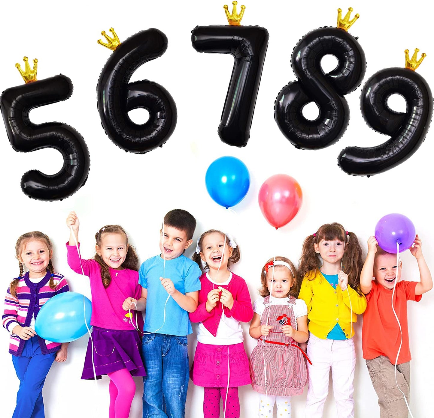 Gifloon Black Number 9 Balloon With Crown, Large Number Balloons 40 Inch, 9Th Birthday Party Decorations Supplies 9 Year Old Bir