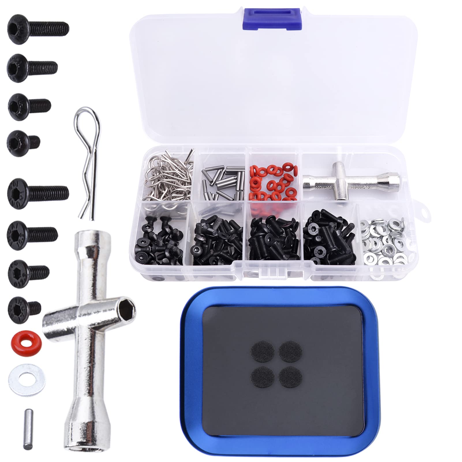 241pcs RC Screws Kit M3 Hex Screw & Screw Tray Repair Tool Hardware Fastener Set for RC Hobby Universal Accessories for Traxxas 