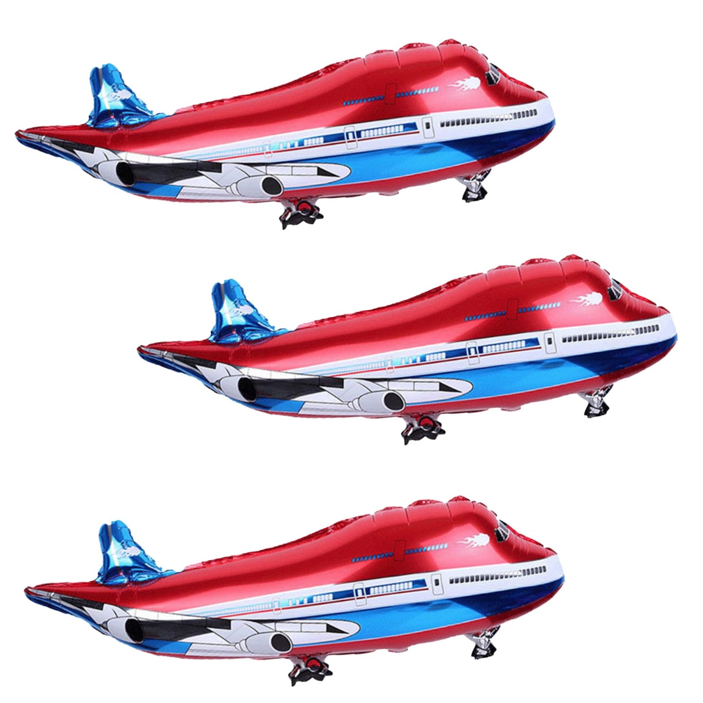 31Inch Large Airplane Blue Party Decoration Airplane Balloon Birthday Party Supplies (Three Red Airplane)