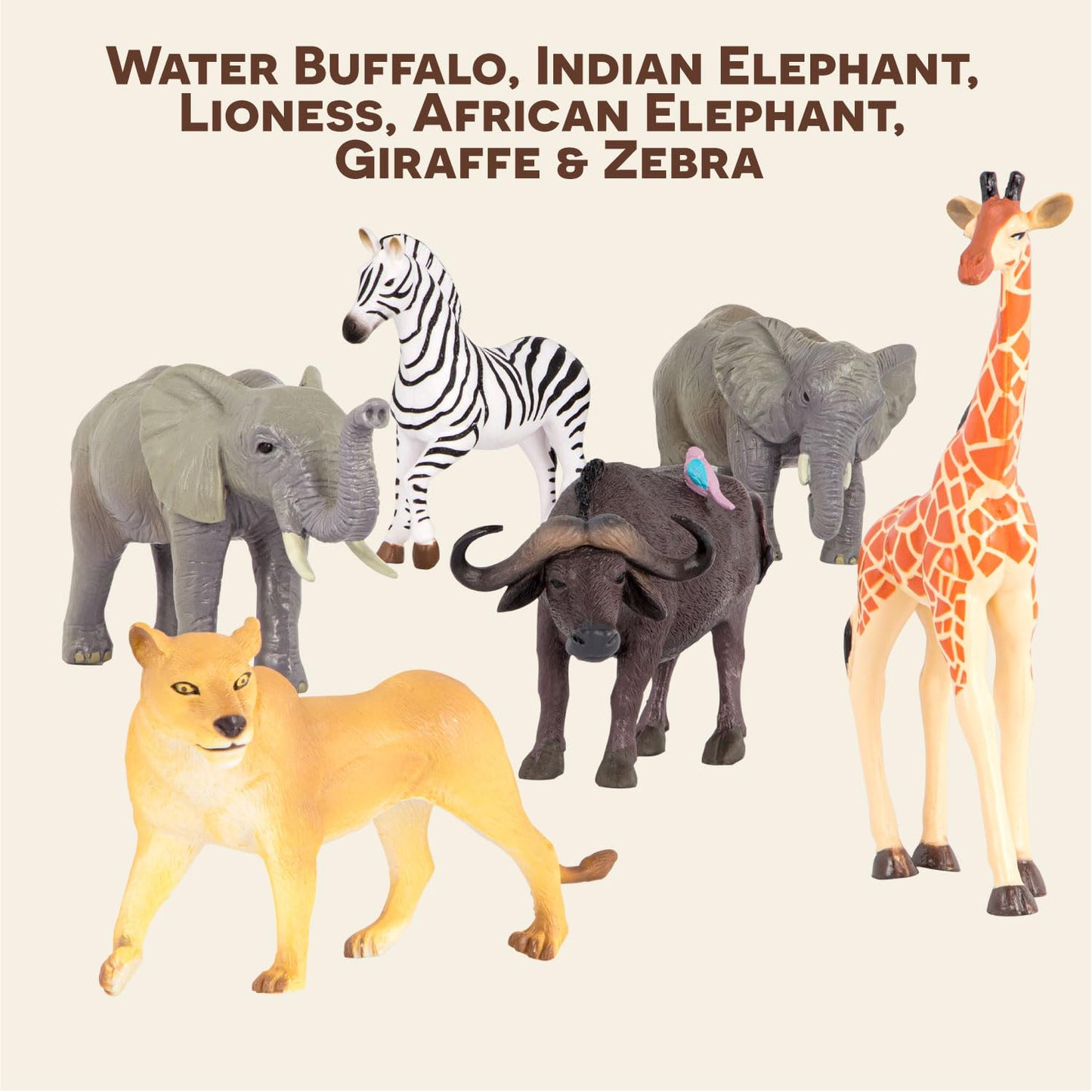 Terra by Battat Wild Life Set - 6 Realistic Animal Toy Figures for Kids 3+ - Model AN6061BZ - Durable Plastic