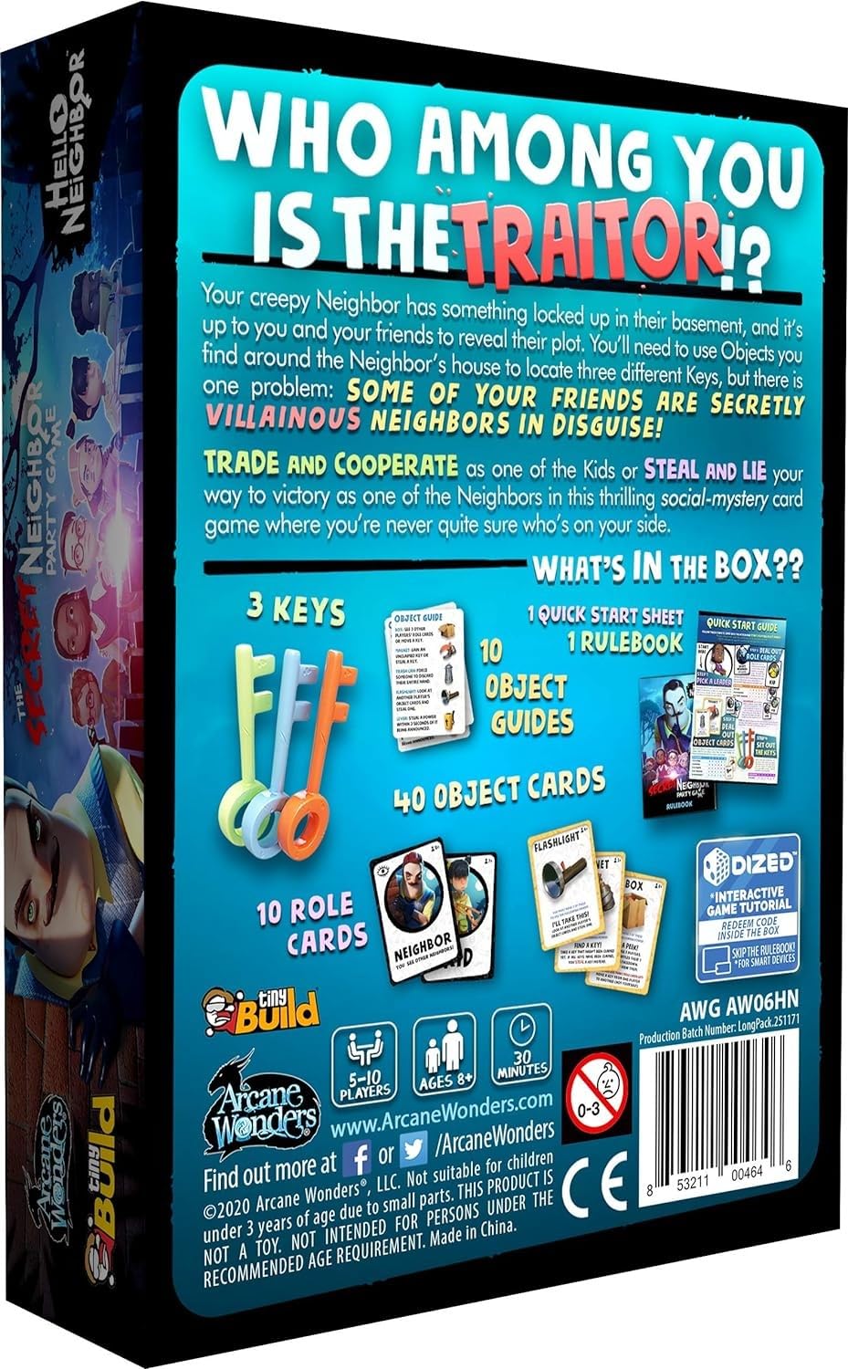 Arcane Wonders Hello Neighbor Party Game - Plastic, Blue - Model AWGAW06HN