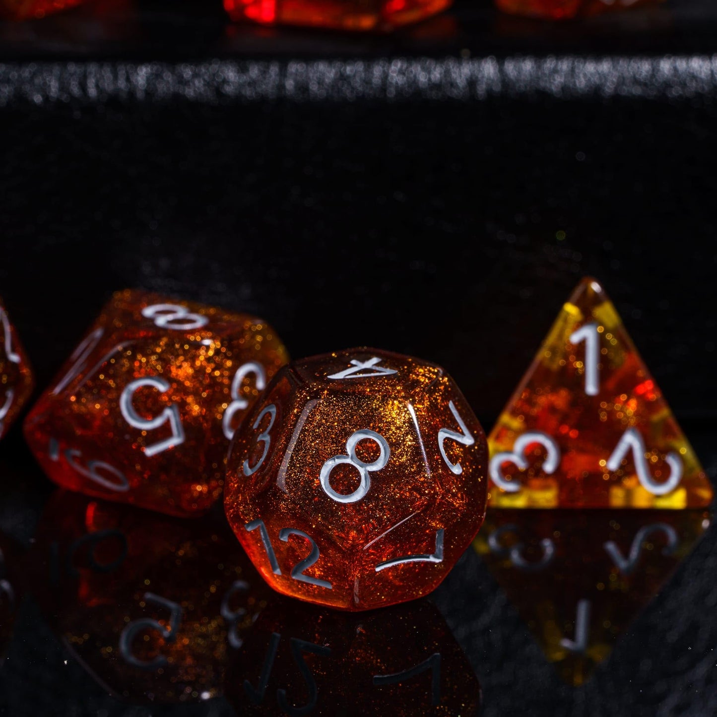 Hddais Dnd Dice Set 7Pcs Orange Polyhedral Dice Set Glitter D&D Dice For Dungeons And Dragons Role Playing Tabletop Games,D N D