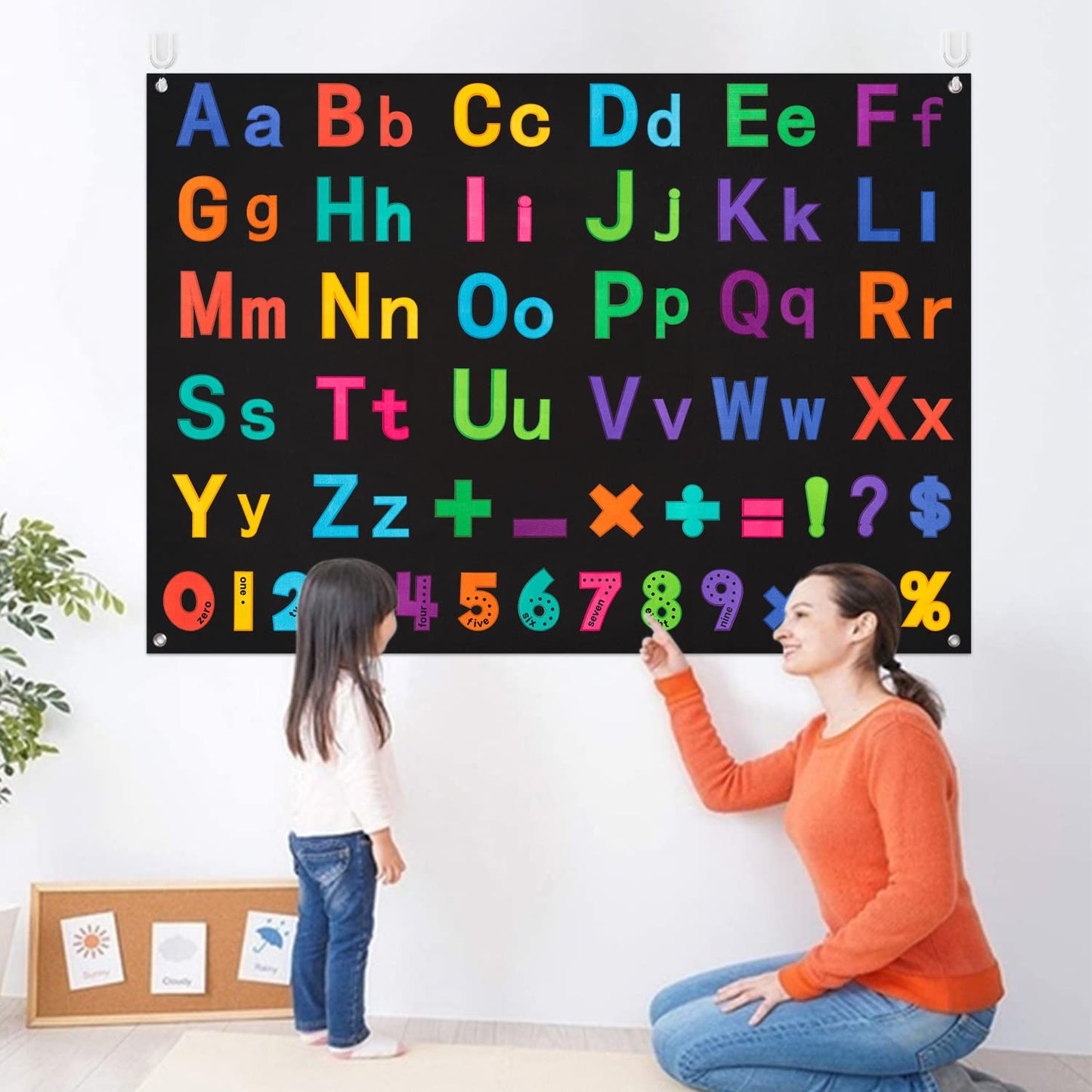 WATINC 151Pcs Alphabets Letters Numbers Felt Board Story Preschool Set Colorful ABC Letter Upper Lower Case Math Symbols Large W