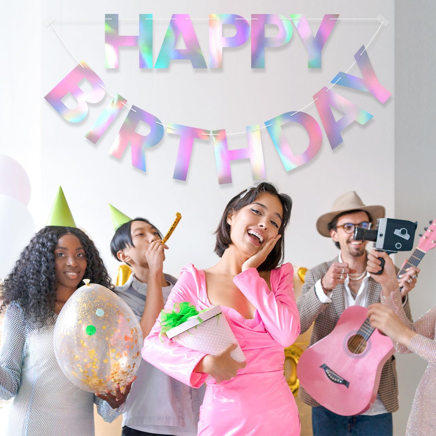 Litaus, Iridescent Happy Birthday Banner - Pre-Strung, 9 Ft, No Diy | Birthday Decorations | Happy Birthday Sign For Birthday De
