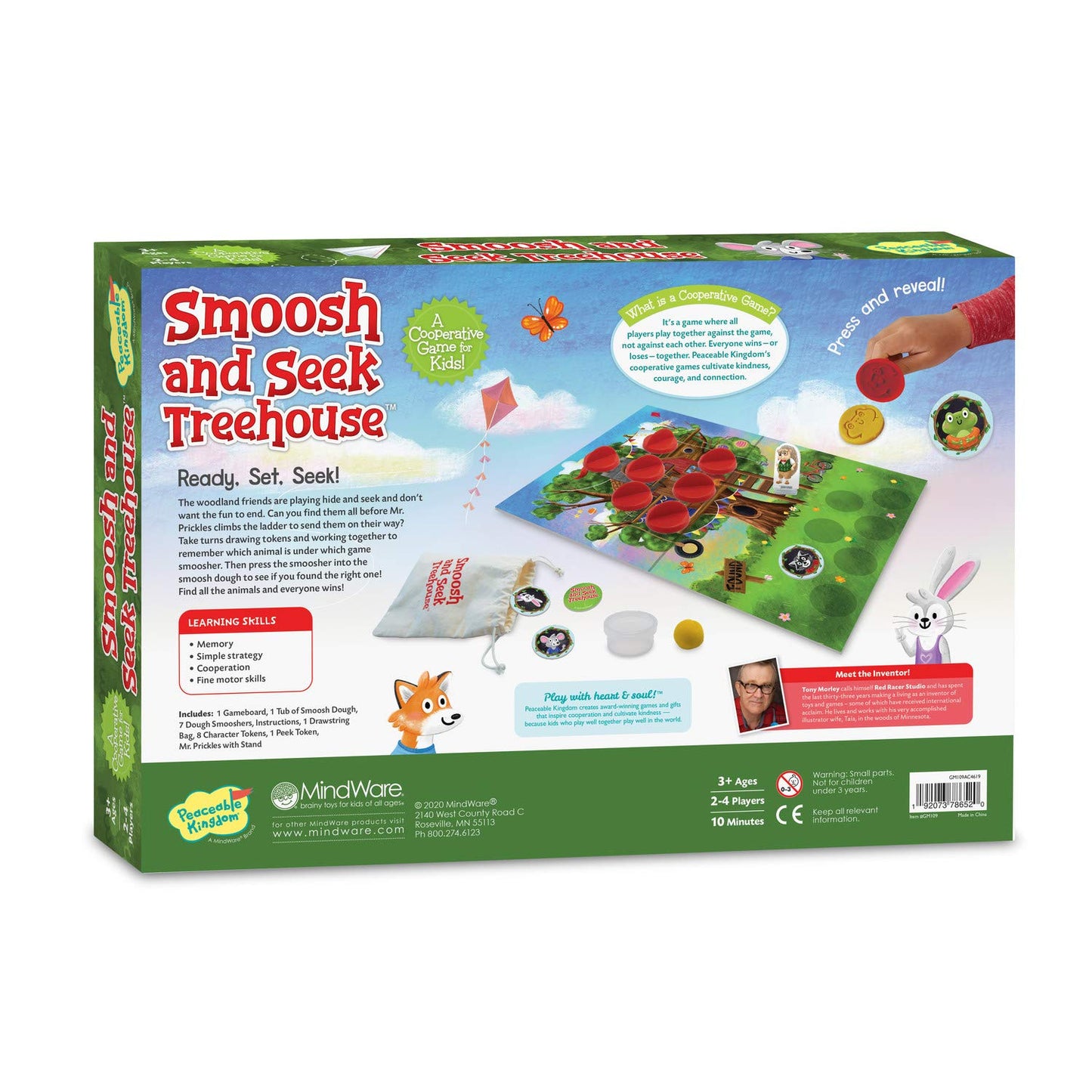 Peaceable Kingdom Smoosh and Seek Treehouse - Cooperative Memory-Matching Game for Ages 3+ - Multicolored - Model GM109