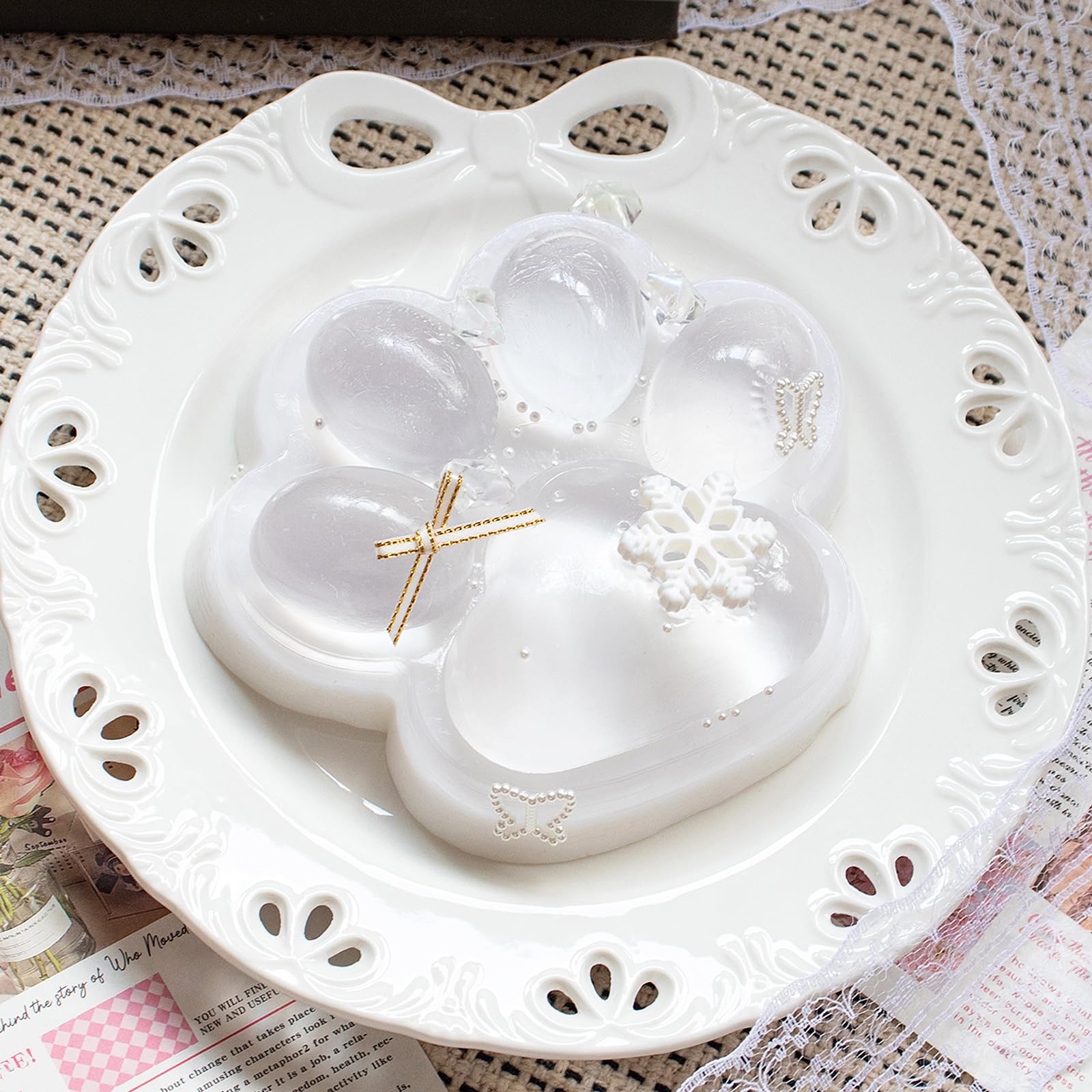 5.1 Inch Big Handmade Taba Cat Paw Squishy Toys  Soft White Cat Paw Squeeze Toy for Stress Relief  Large Funny Sensory Fidget Squishies Suitable for mature-themeds Kids