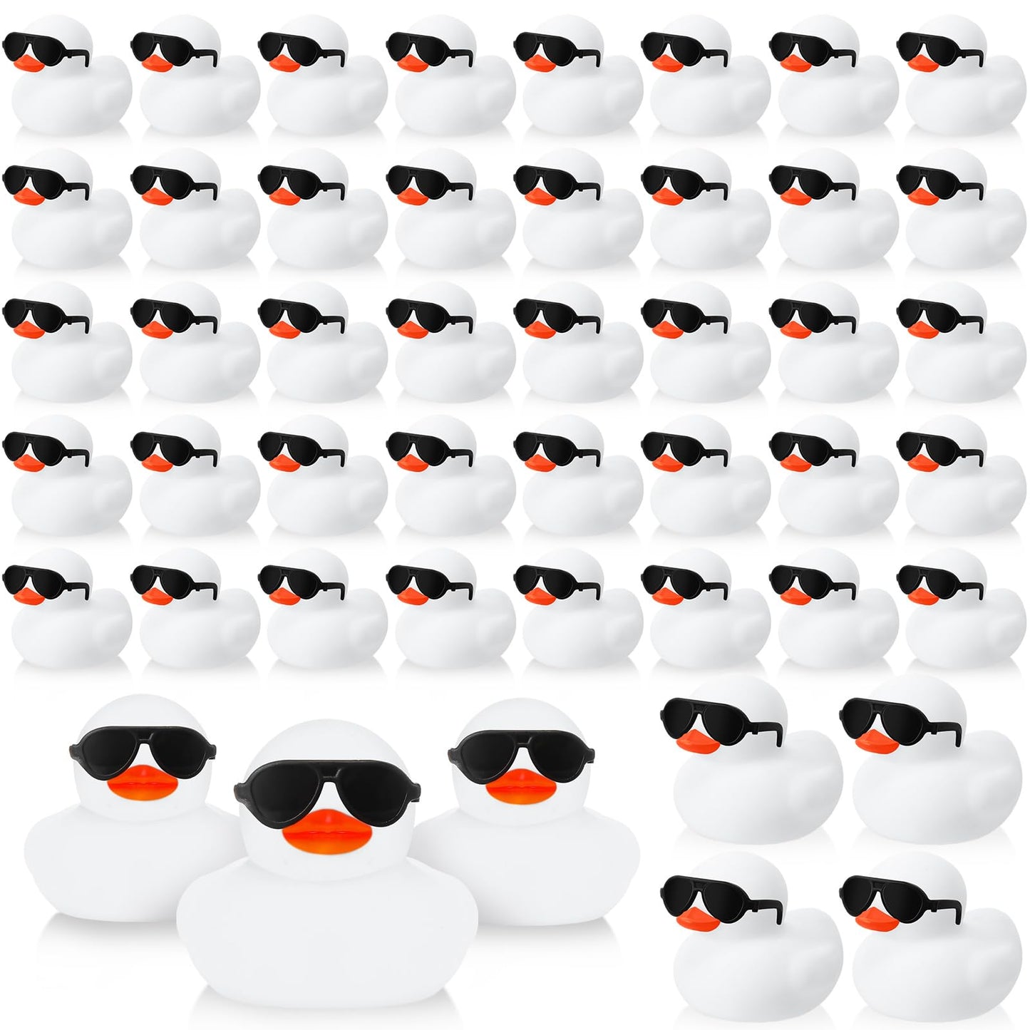 Sosation 36 Packs Mini Rubber Ducks with Sunglasses Sets 2.2 Inch Bath Squeaky Rubber Duckies Cute Float Bathtub Toys for Little