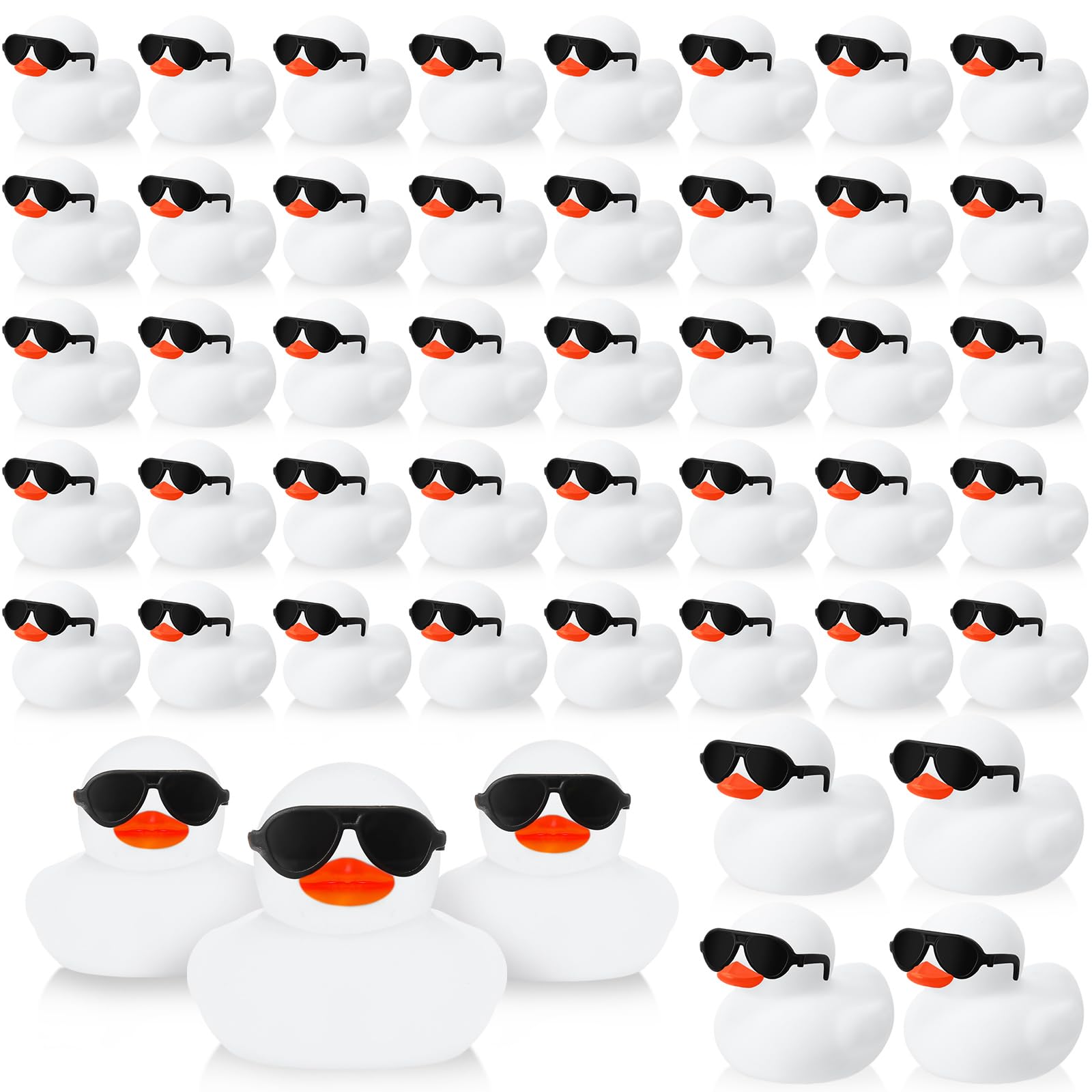 Sosation 36 Packs Mini Rubber Ducks with Sunglasses Sets 2.2 Inch Bath Squeaky Rubber Duckies Cute Float Bathtub Toys for Little