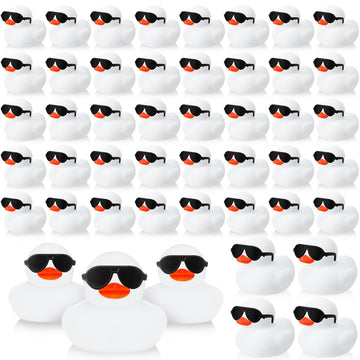 Sosation 36 Packs Mini Rubber Ducks with Sunglasses Sets 2.2 Inch Bath Squeaky Rubber Duckies Cute Float Bathtub Toys for Little