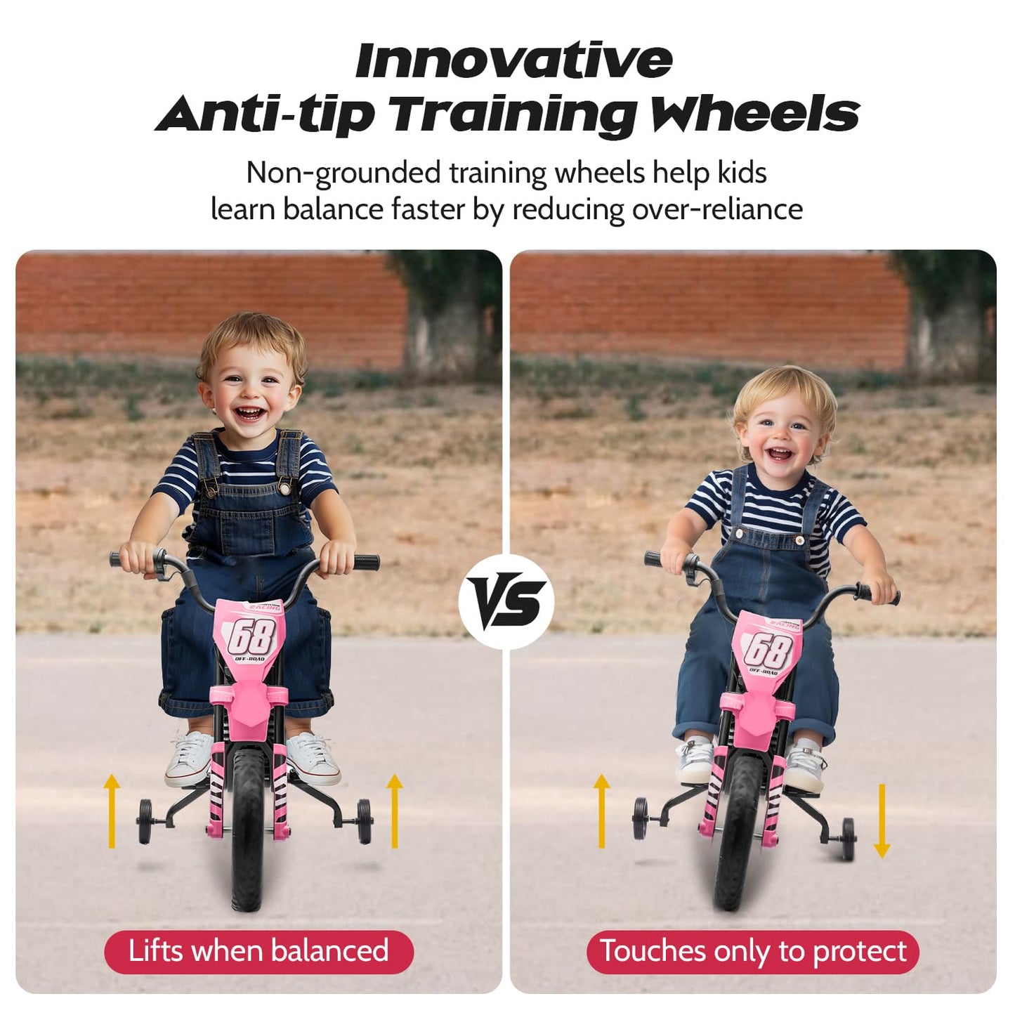 Forever Source 12V Kids Motorcycle w/Treaded Tires, 3.1mph Top Speed, Kids Motorcycle w/Training Wheels, Music, Bluetooth, Sprin