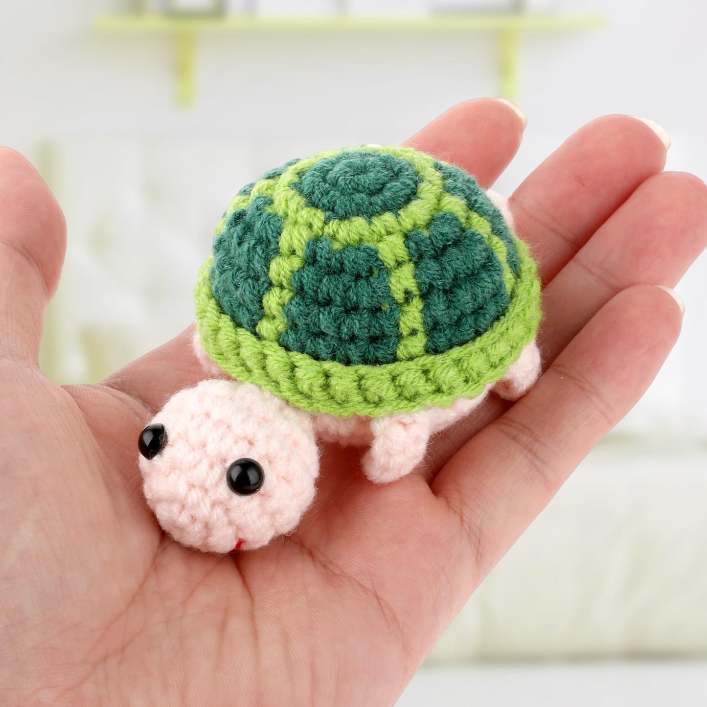 Grevosea Mini Funny Positive Turtle, 3 Inch Positive Turtle Crochet Handmade Cute Wool Funny Knitted Positive Turtle Doll Gifts For New Year Birthday Friends Party Decoration Encouragement