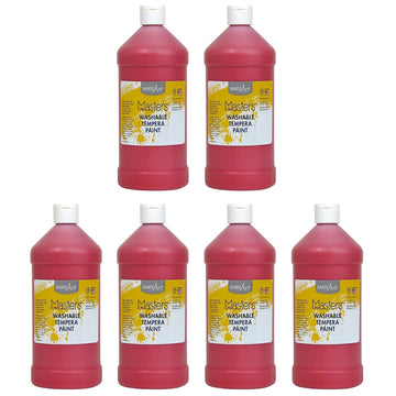 Little Masters Washable Tempera Paint, Red, 32 oz., Pack of 6