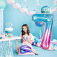 40 Inch Balloon Number 7 Mermaid, Large Mylar Foil Blue Pink Starry Number Seven Balloons Set For Girls Women, Rainbow Globos De
