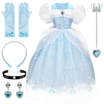 Cinderella Princess Dresses For Girls Halloween Carnival Costume For Little Girls Toddler Outfit Age 3-8 (3-4 Years)