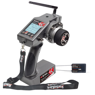 Radiolink RC6GS V3 7 Channels RC Transmitter and Gyro Receiver R7FG, Voltage Telemetry, 30 Models Storage 2.4Ghz Surface Remote 
