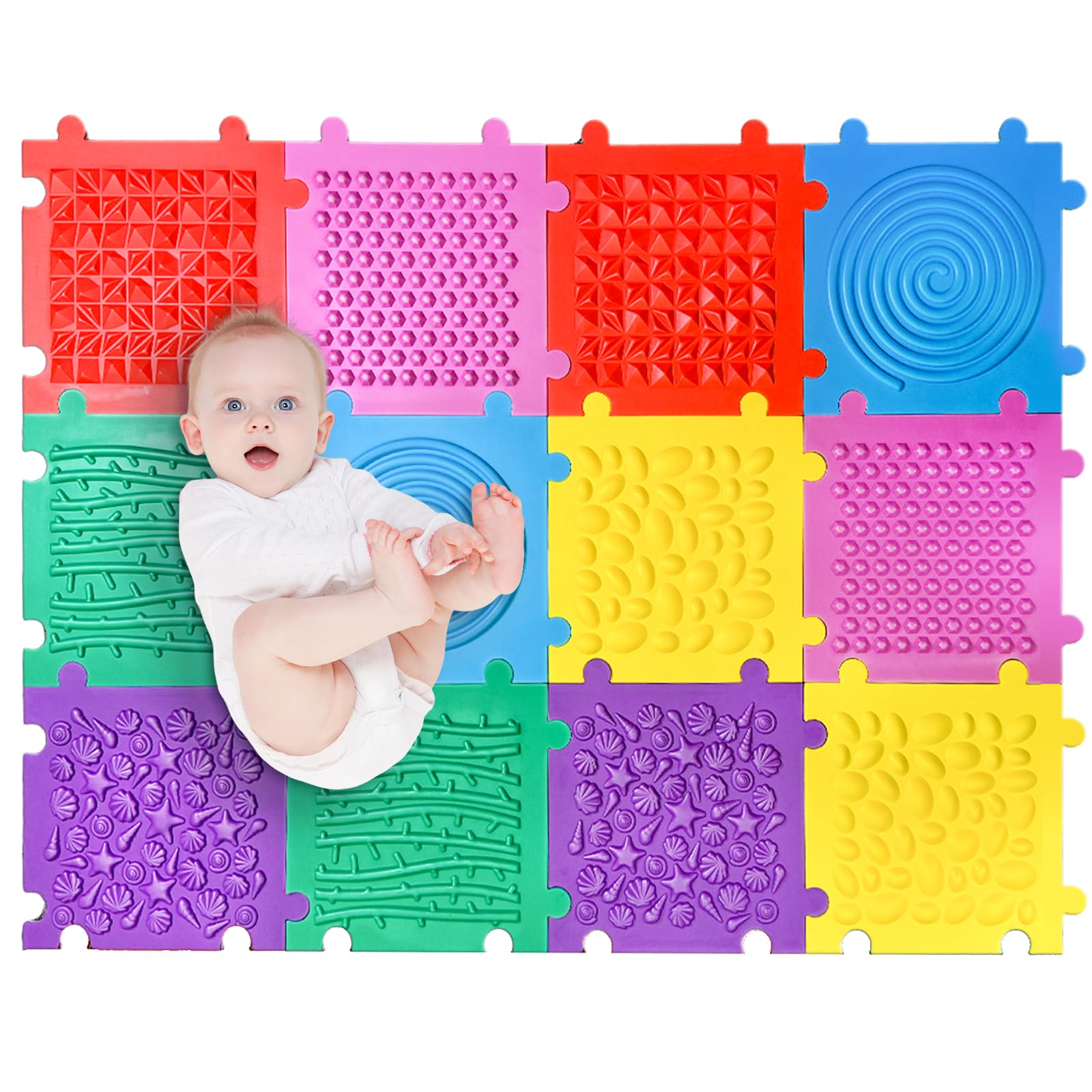 Onyoloy Foam Play Mat For Kids: 12 Pieces Square Eva Foam Interlocking Tile Floor Puzzle Mat, Infant And Toddler Play Mat, Soft