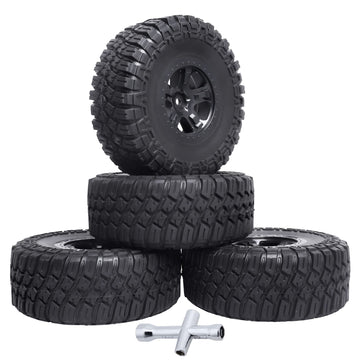 Hobbyfire Height 4.72 inches (120mm) 1/10 Short Course Truck Tires and Wheel Rims 12mm Hex with Foam Inserts for for All Terrain