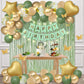 Msmancy Sage Green Birthday Decorations For Women Men 65Pcs With Happy Birthday Banner Curtains Butterfly Heart Star Led Light A