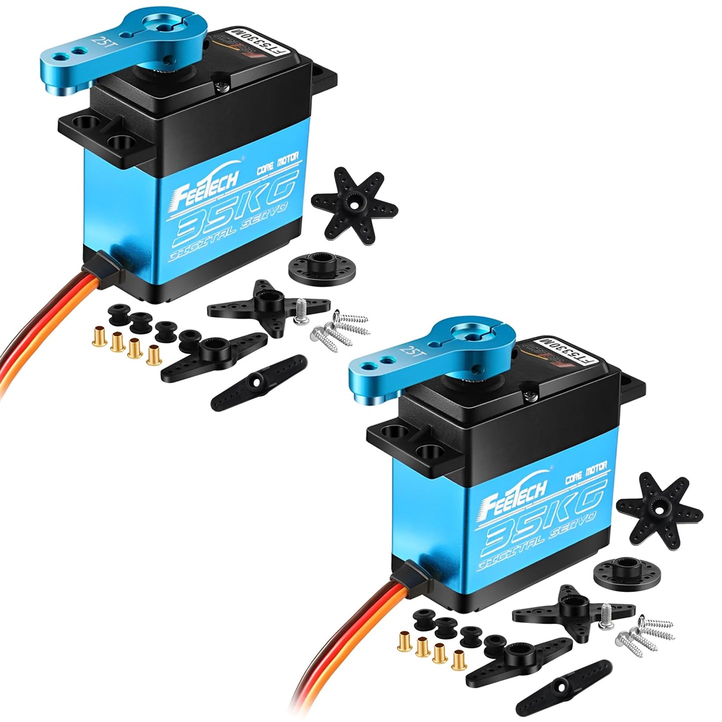 Geekstory Feetech FT5330M 35KG Digital RC Core Servo Motor Waterproof Metal Gear 25T Servo Arm Horn 180 Degree 6V-7.4V for Metal
