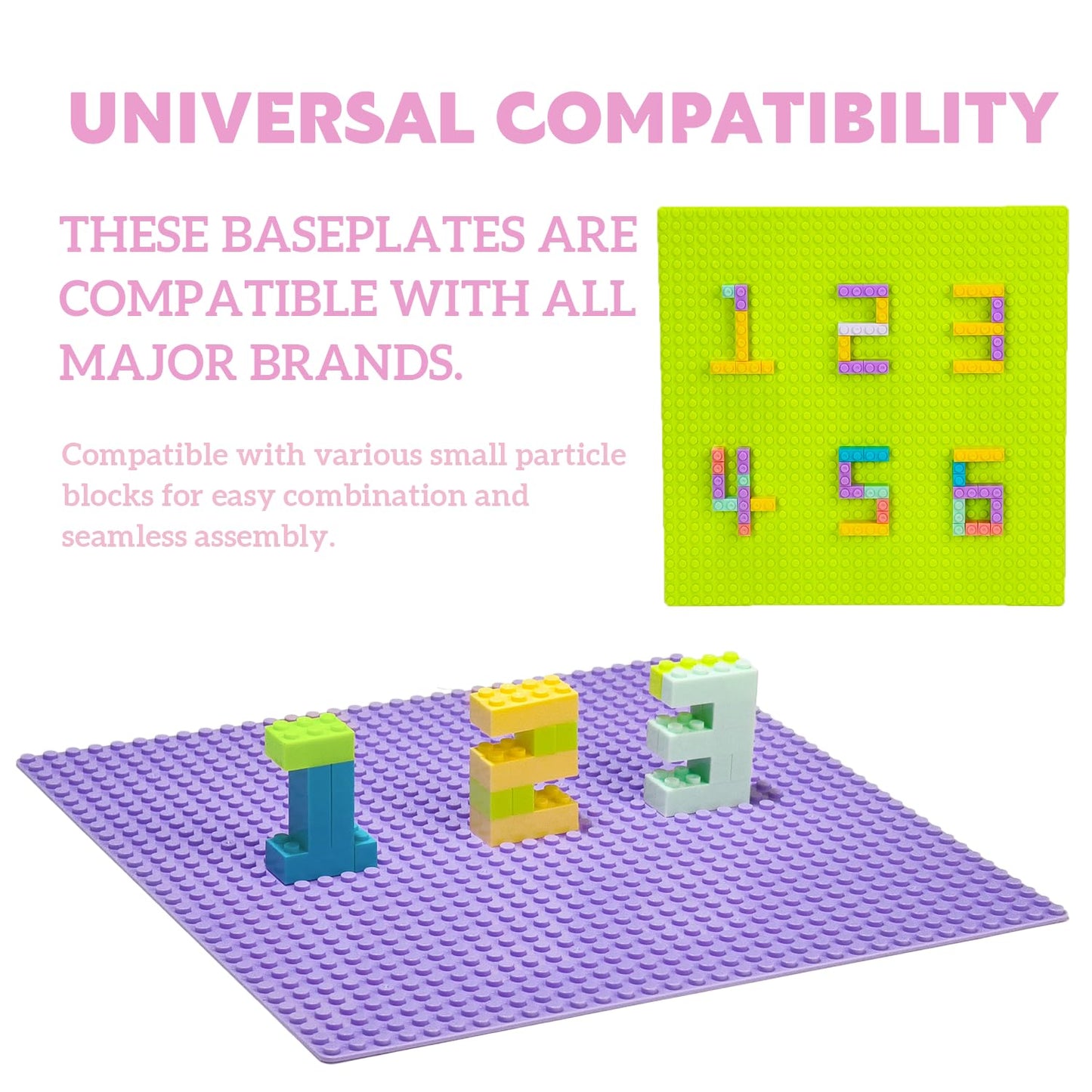 Pairez Toys 8 Pack Classic Baseplate, Square 32X32 Building Base Plates For Kids, Compatible With All Major Brands, 10' X10”, Stem Building Toys For Kids Ages 4 5 6 7 8+ (Pastel)