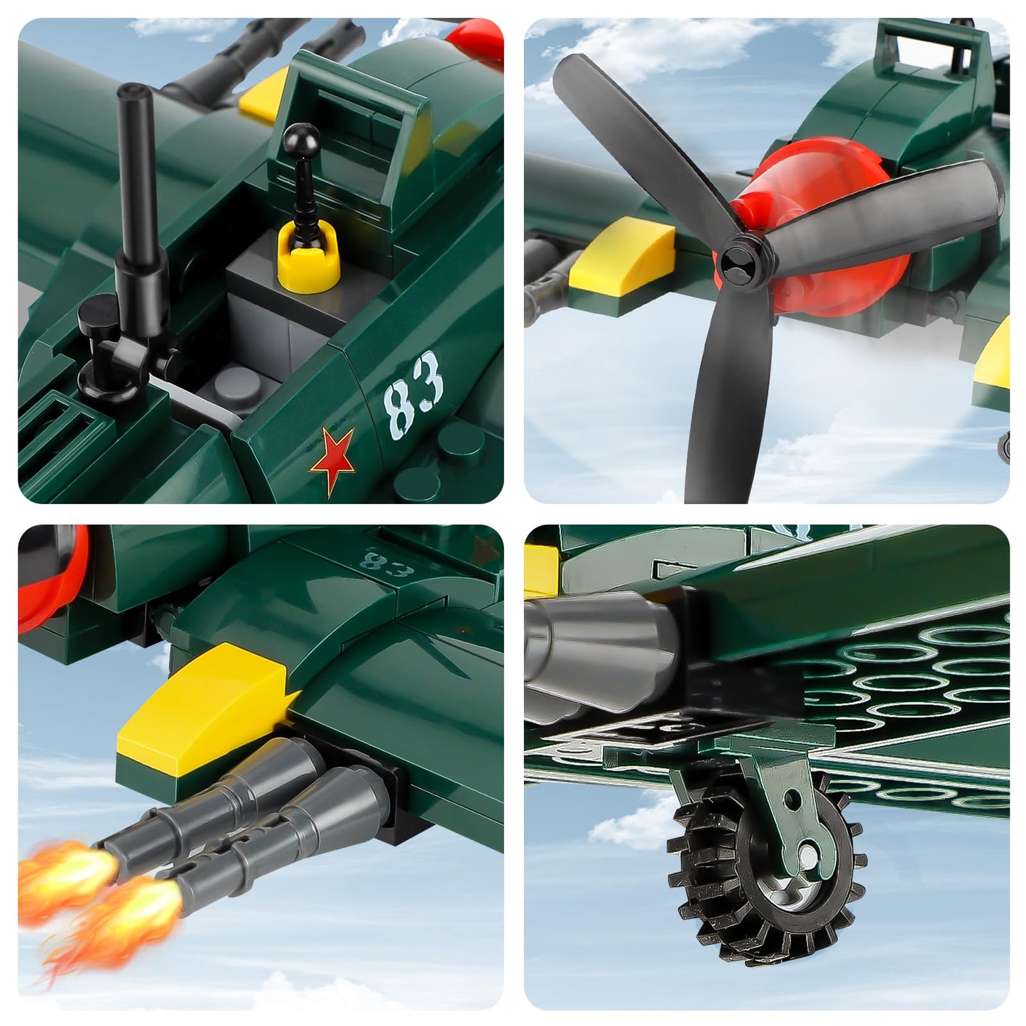 Toy Player Ii-2 Attacker Aircraft Builiding Set - Ww2 Military Airplanes Model, Gift For Boys Age 6 7 8 9 10 11 12 And Ww2 Milit