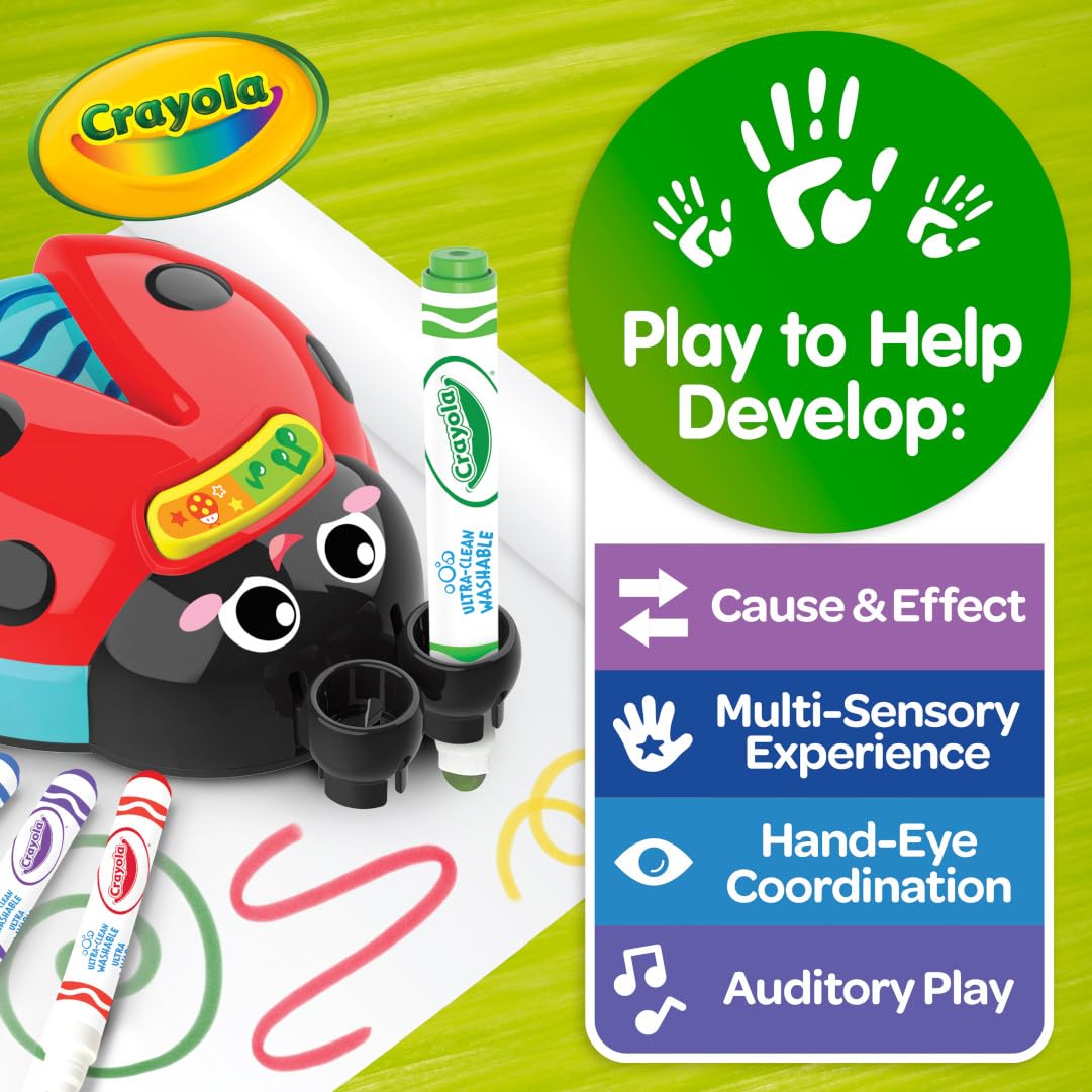 Crayola Musical Color Bug, Toddler Sensory Toy, Ladybug Toy For Kids, Arts & Crafts, Gifts For Toddlers, Ages 2, 3, 4