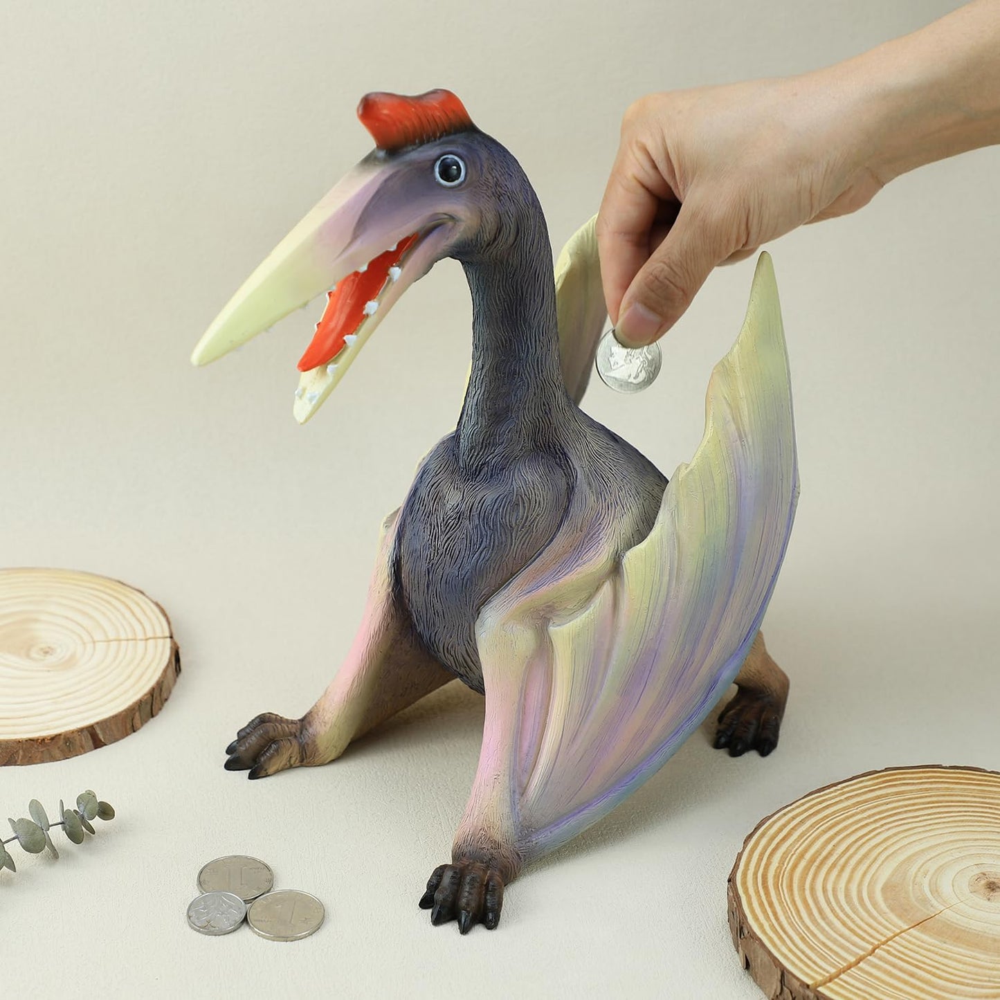 Massjoy Resin Ornament Pterosaur Piggy Bank, Boy Birthday Present.