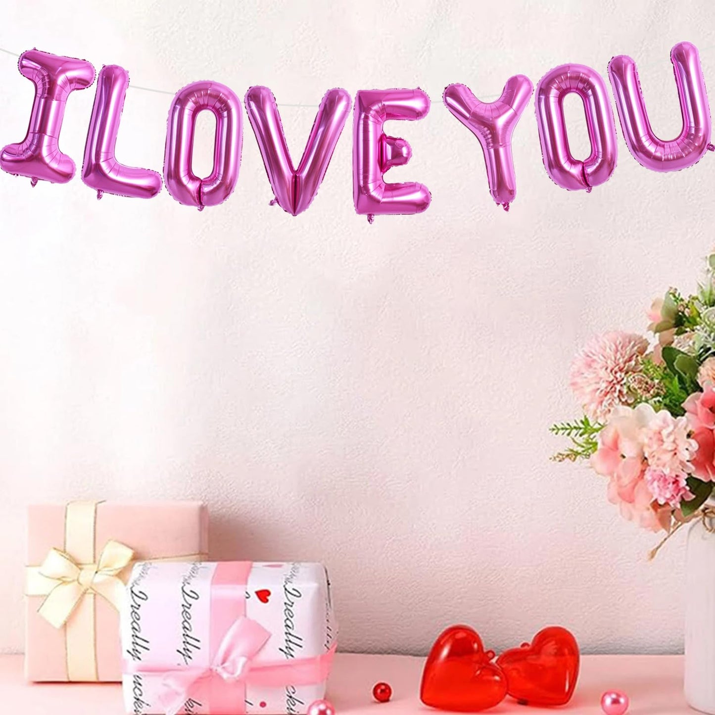 TONIFUL 16 Inch I Love You Balloons Valentines Day Decoration Letter Foil Balloons - Perfect for Romantic Valentines Day Weddin