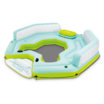 Intex Seascape Inflatable Island Float Ultimate Water Hangout Lounge With Built In Cooler Area, Cup Holder, And Oversized Backrests