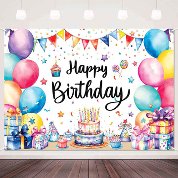 LDWLYW Colorful Birthday Backdrop Large Happy Birthday Banner Backdrop Big Happy Birthday Party Decorations Supplies Indoor Outd