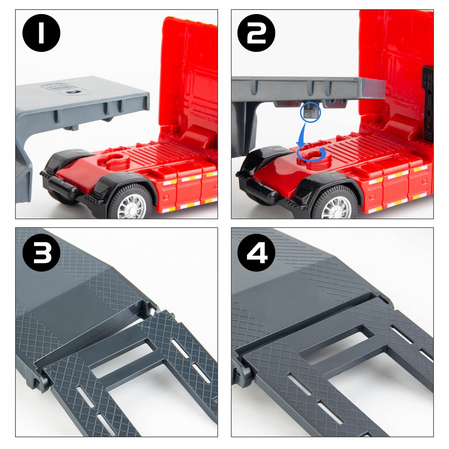 TGRCM-CZ Flatbed Truck Toy with Excavator Tractor-Push and Go Toy Trucks, Construction Trucks for Toddlers,Plastic Toy Truck, Gi