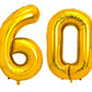 Pigetale 40 Inch 60 Number Balloons Gold Big Giant Jumbo Birthday Decorations Large Foil Mylar Helium Digital Balloons Age 6 60T