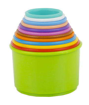Toy Fun Plastic Build Up Beakers Stacking And Nesting Toy For Kids, Multicolour - 12 Pieces