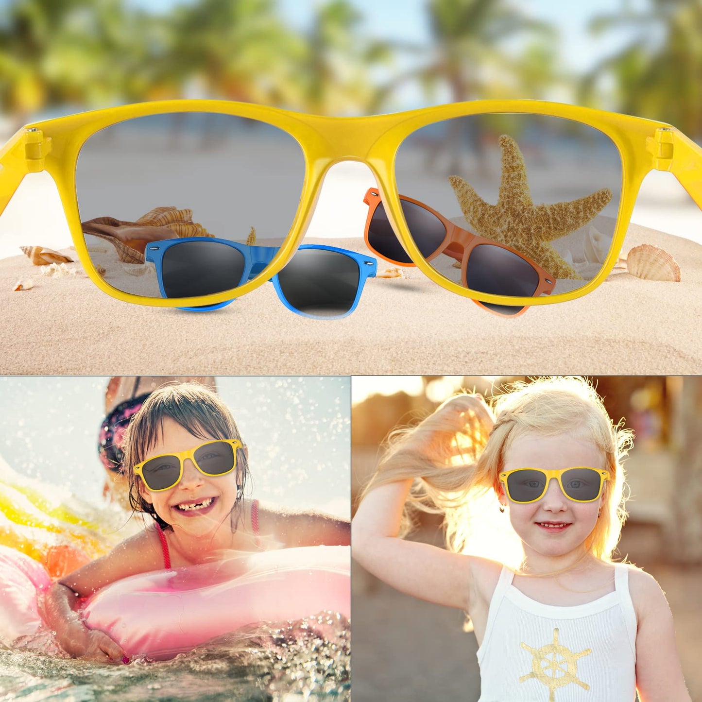 Fepito 30 Pieces Party Sunglasses Bulk For Birthday Party Supplies Treat Bag Fillers For Beach Pool Party Toys, Yellow
