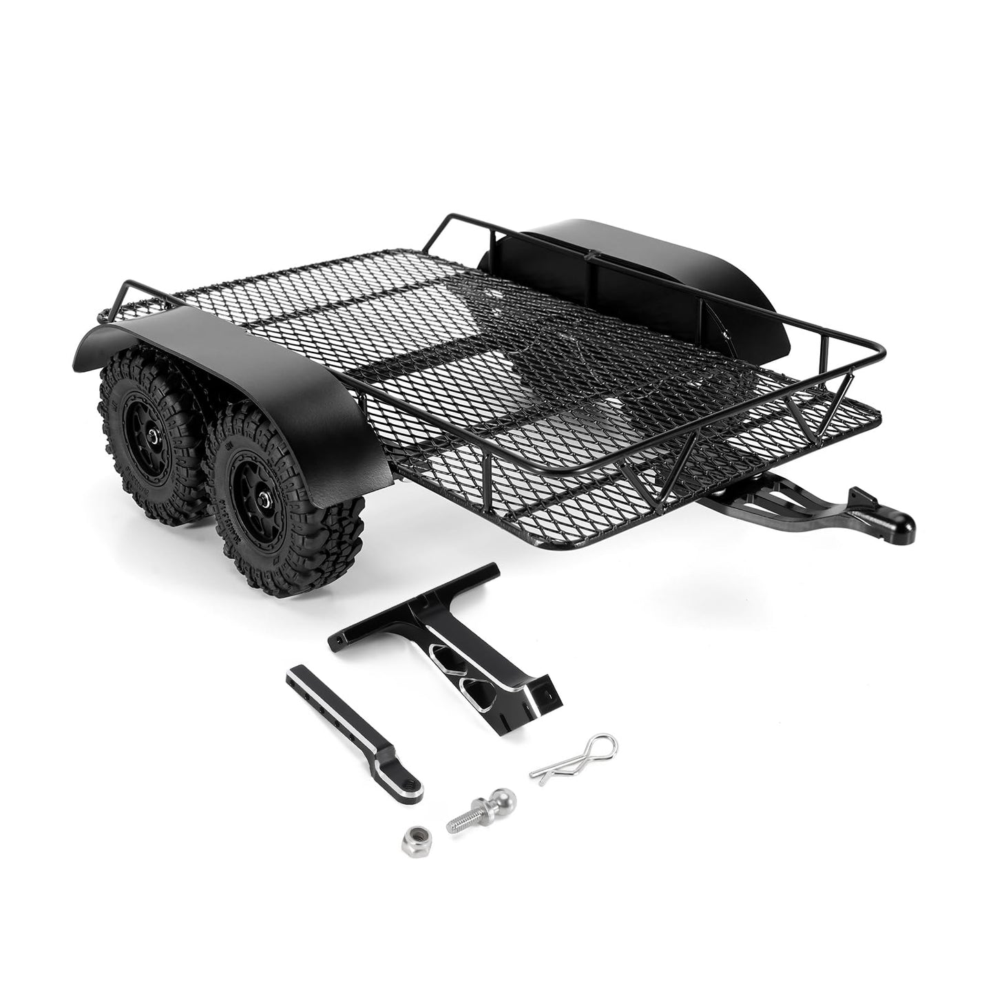 INJORA Metal Hitch Mount Trailer for Axial SCX24 Upgrade 1/24 RC Crawler