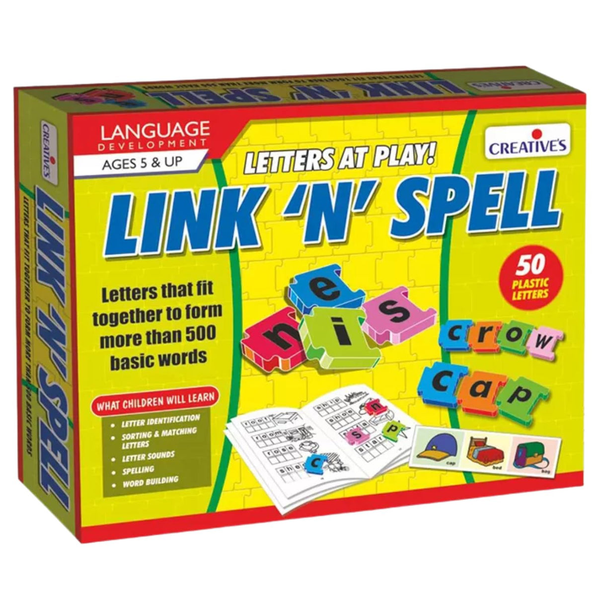 CreativeS Link N Spell, Letter Identification & Sounds, Spelling Word Building For Kids, Vocabulary Phonics Game, Skills Develop