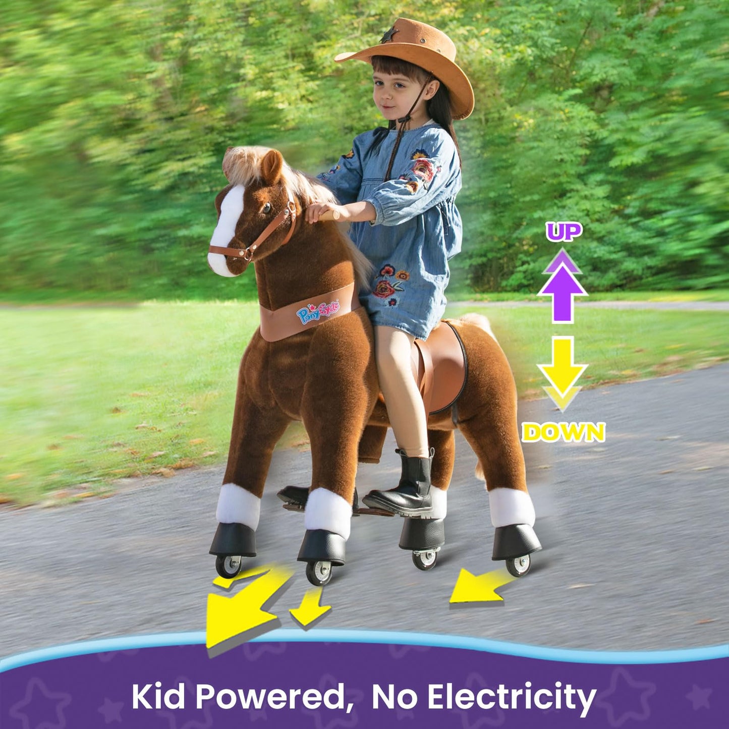 Ponycycle Large Pony Cycle U5 Horse Ride On Toys For Boys Classic Model U (With Brake/ 42.5'' Height/Size 5 For Age 7-12) Mechan